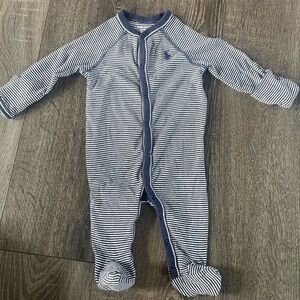 Ralph Lauren Blue and White Striped Footie One Piece
